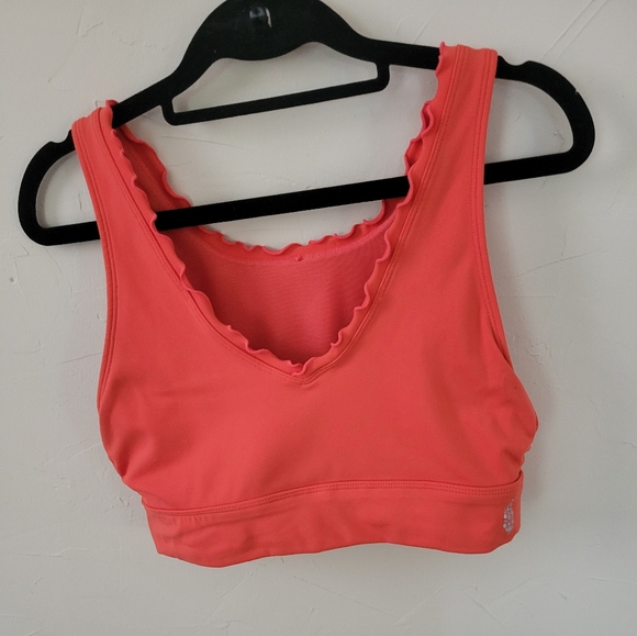Free People Movement Coral Ruffle Trim Sports Bra sz M - Picture 1 of 4